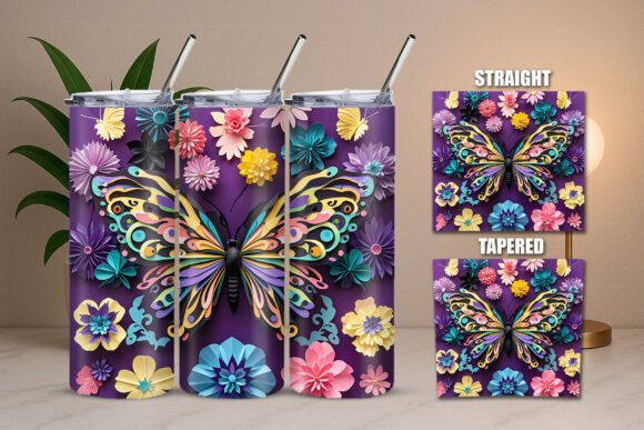 Download Paper Butterfly Artwork Collage Tumbler Design - Butterfly artwork Collection