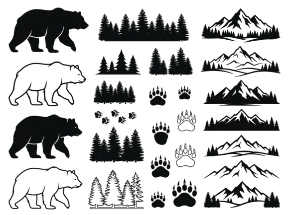 Download Bear Mountain Forest Paw SVG Clipart - Premium Bundle