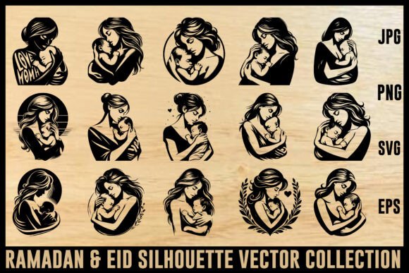 Download Mother &amp; Baby Silhouette Bundle - Baby silhouette Collection