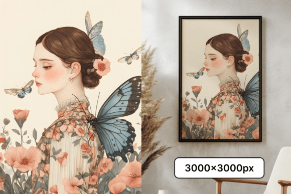 Download Watercolor Woman with Butterfly Artwork - Butterfly artwork Collection