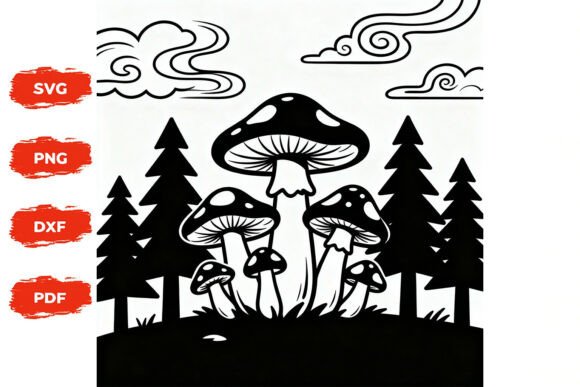 Download Mushroom Forest SVG Clipart - Forest svg clipart Collection